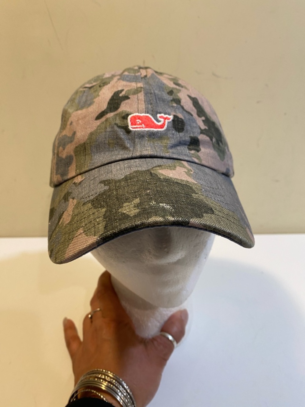 Vineuard Vines Camo Baseball Cap with Red Whale Logo OS